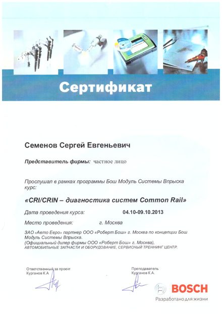 Bosch — диагностика систем Common Rail CRI/CRIN (2013)