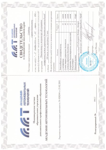 Академия автомобильных технологий — диагностика систем управления двигателем, 200 часов (2012)